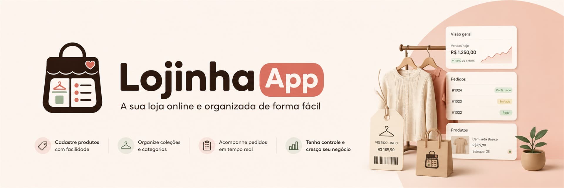 LojinhaApp com painel de loja, pedidos e produtos